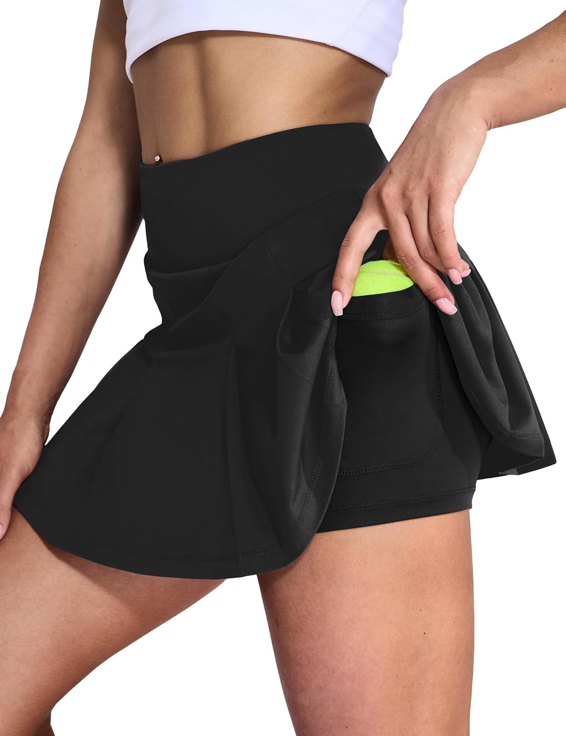 image:imageMIER Tennis Skirts for Women Pleated Golf Skirt with Liner Pocket High Waisted Athletic Skort for Running Workout SportsBlack
