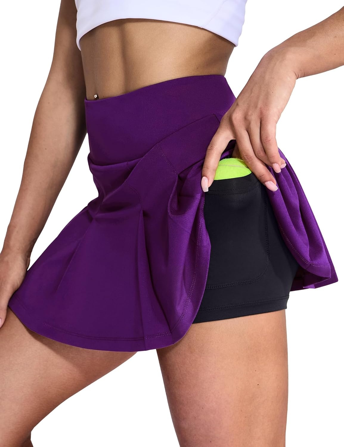image:imageMIER Tennis Skirts for Women Pleated Golf Skirt with Liner Pocket High Waisted Athletic Skort for Running Workout SportsDeep Purple