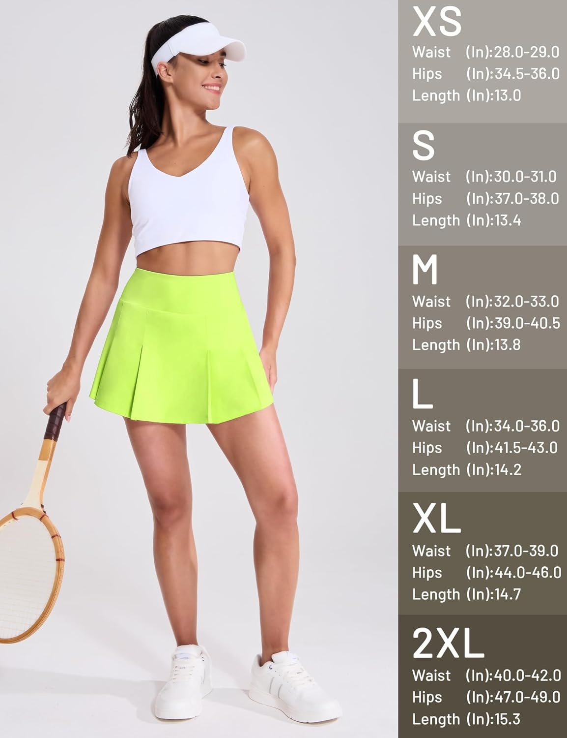 image:imageMIER Tennis Skirts for Women Pleated Golf Skirt with Liner Pocket High Waisted Athletic Skort for Running Workout SportsLemon Green