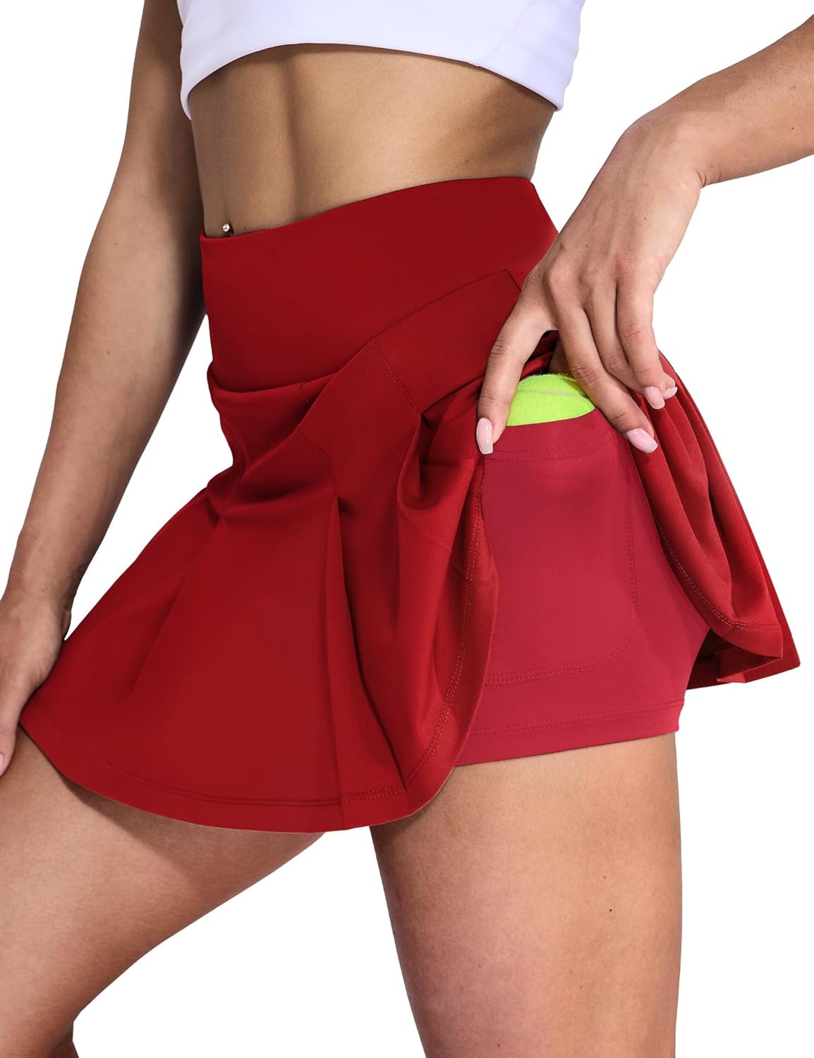 image:imageMIER Tennis Skirts for Women Pleated Golf Skirt with Liner Pocket High Waisted Athletic Skort for Running Workout SportsRed