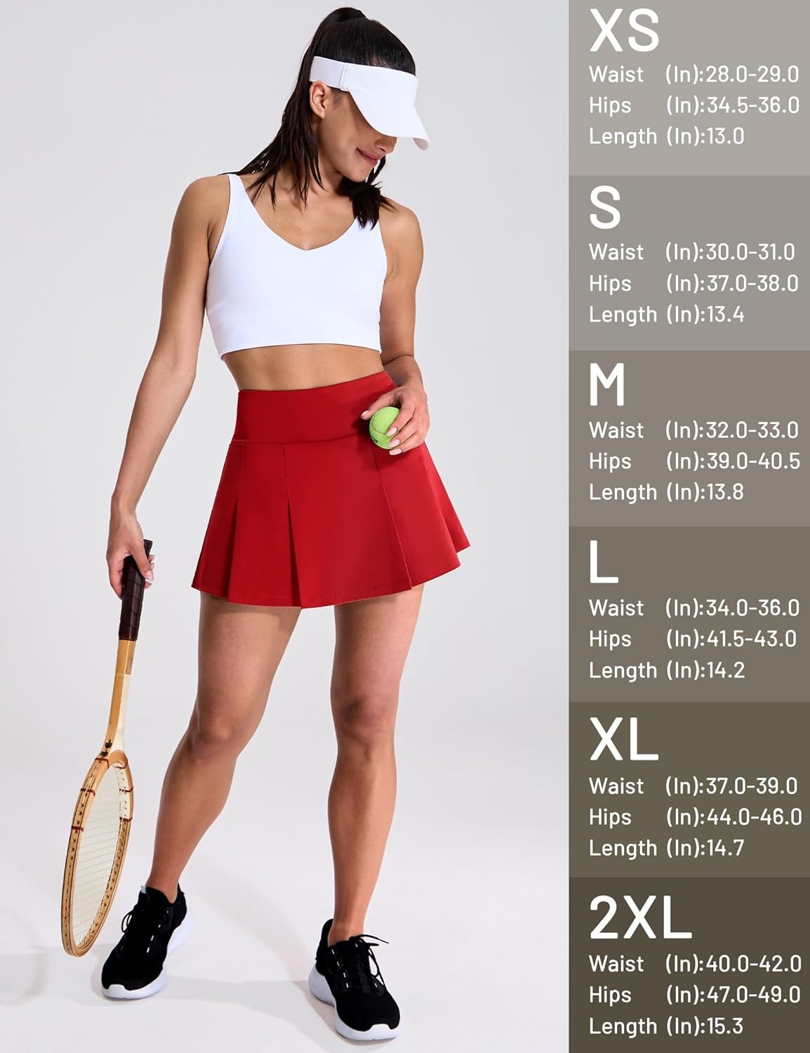 image:imageMIER Tennis Skirts for Women Pleated Golf Skirt with Liner Pocket High Waisted Athletic Skort for Running Workout SportsRed