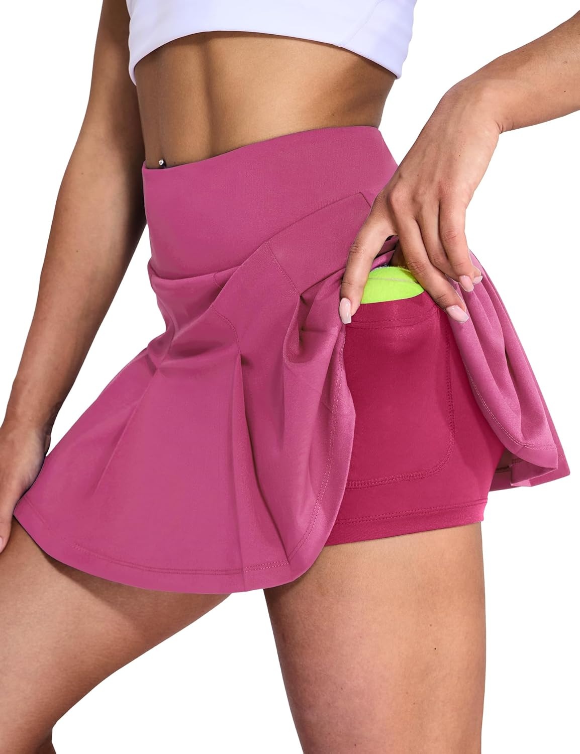 image:imageMIER Tennis Skirts for Women Pleated Golf Skirt with Liner Pocket High Waisted Athletic Skort for Running Workout SportsRose Pink