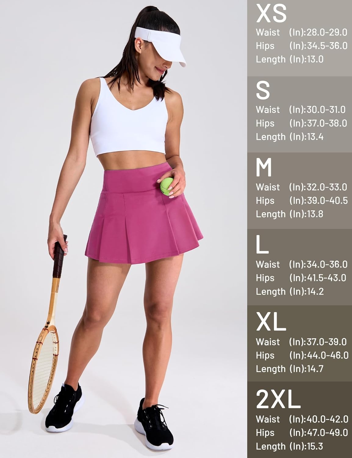image:imageMIER Tennis Skirts for Women Pleated Golf Skirt with Liner Pocket High Waisted Athletic Skort for Running Workout SportsRose Pink
