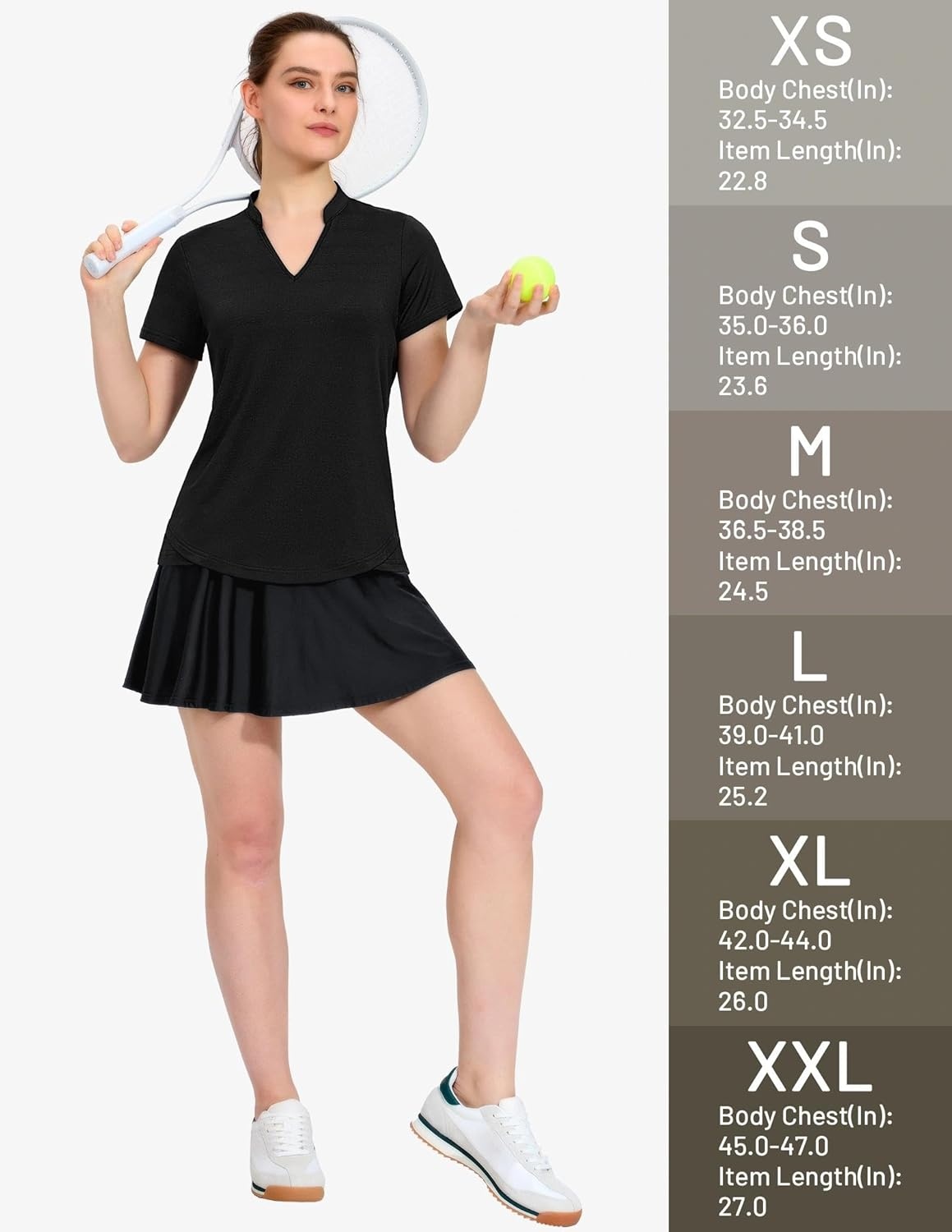 image:imageMIER Womens Golf Polo Shirts Collarless Short Sleeve Tennis Running TShirts VNeck Cooling Summer TeeBlack
