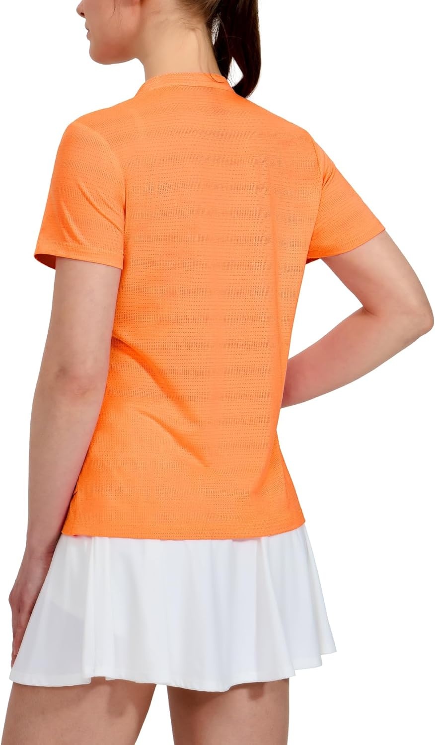 image:imageMIER Womens Golf Polo Shirts Collarless Short Sleeve Tennis Running TShirts VNeck Cooling Summer TeeBright Orange
