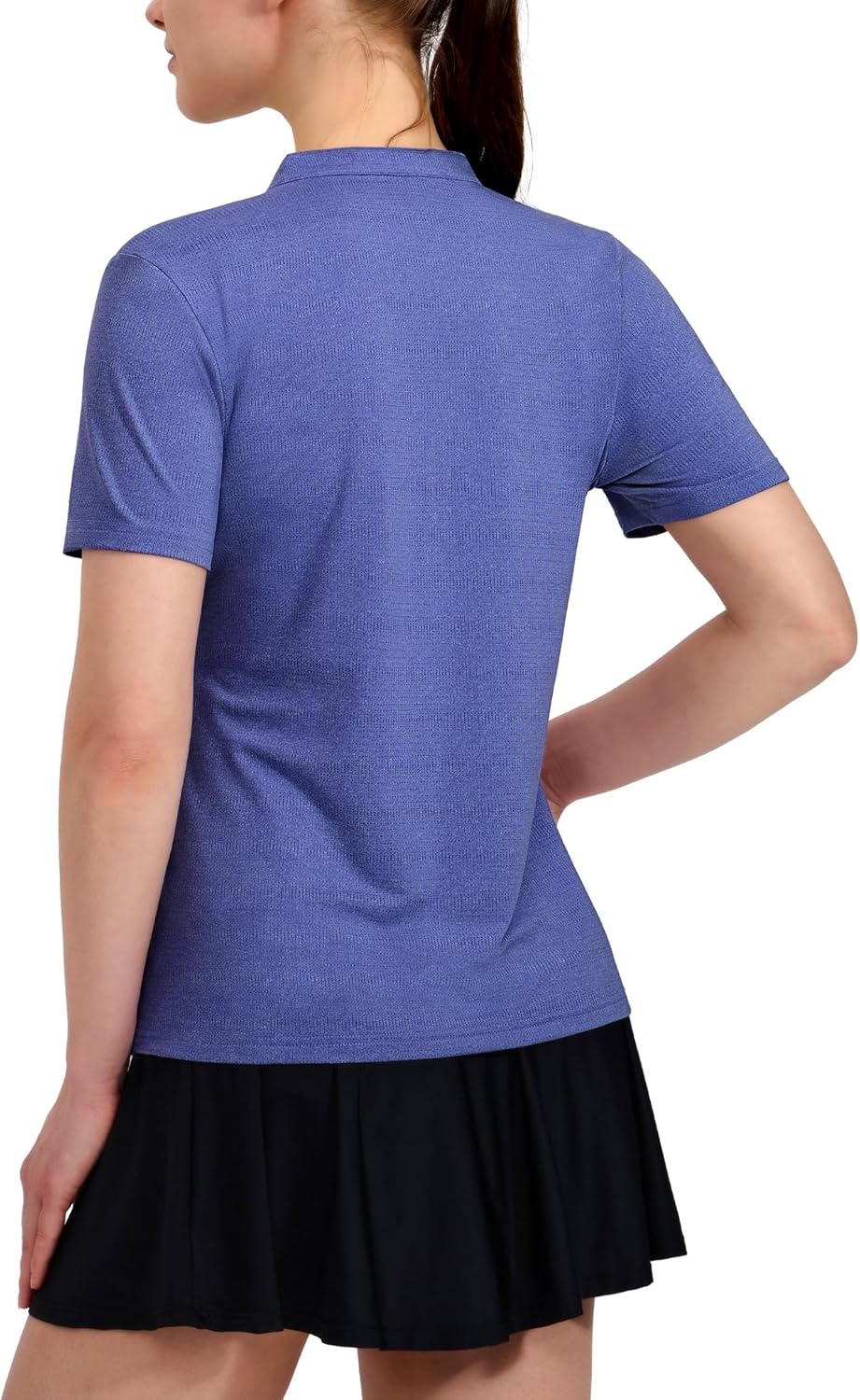 image:imageMIER Womens Golf Polo Shirts Collarless Short Sleeve Tennis Running TShirts VNeck Cooling Summer TeeHeather Blue