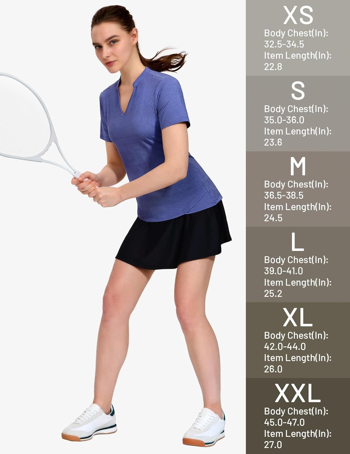 image:imageMIER Womens Golf Polo Shirts Collarless Short Sleeve Tennis Running TShirts VNeck Cooling Summer TeeHeather Blue