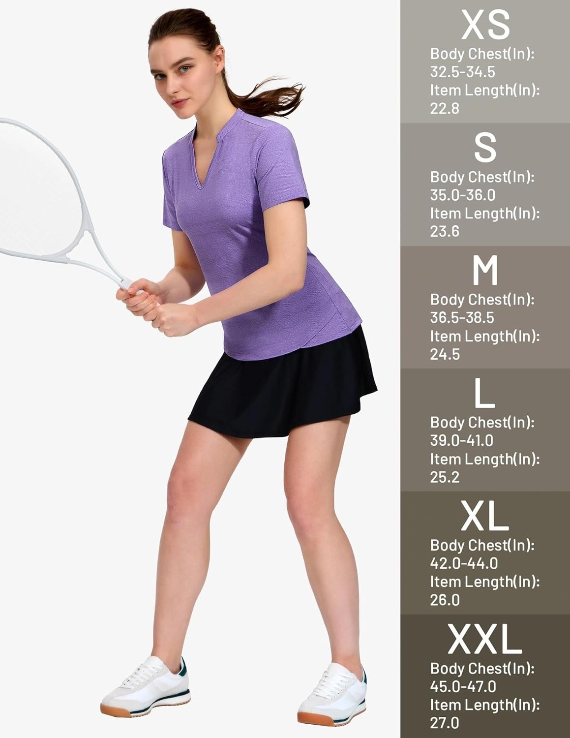 image:imageMIER Womens Golf Polo Shirts Collarless Short Sleeve Tennis Running TShirts VNeck Cooling Summer TeeHeather Purple