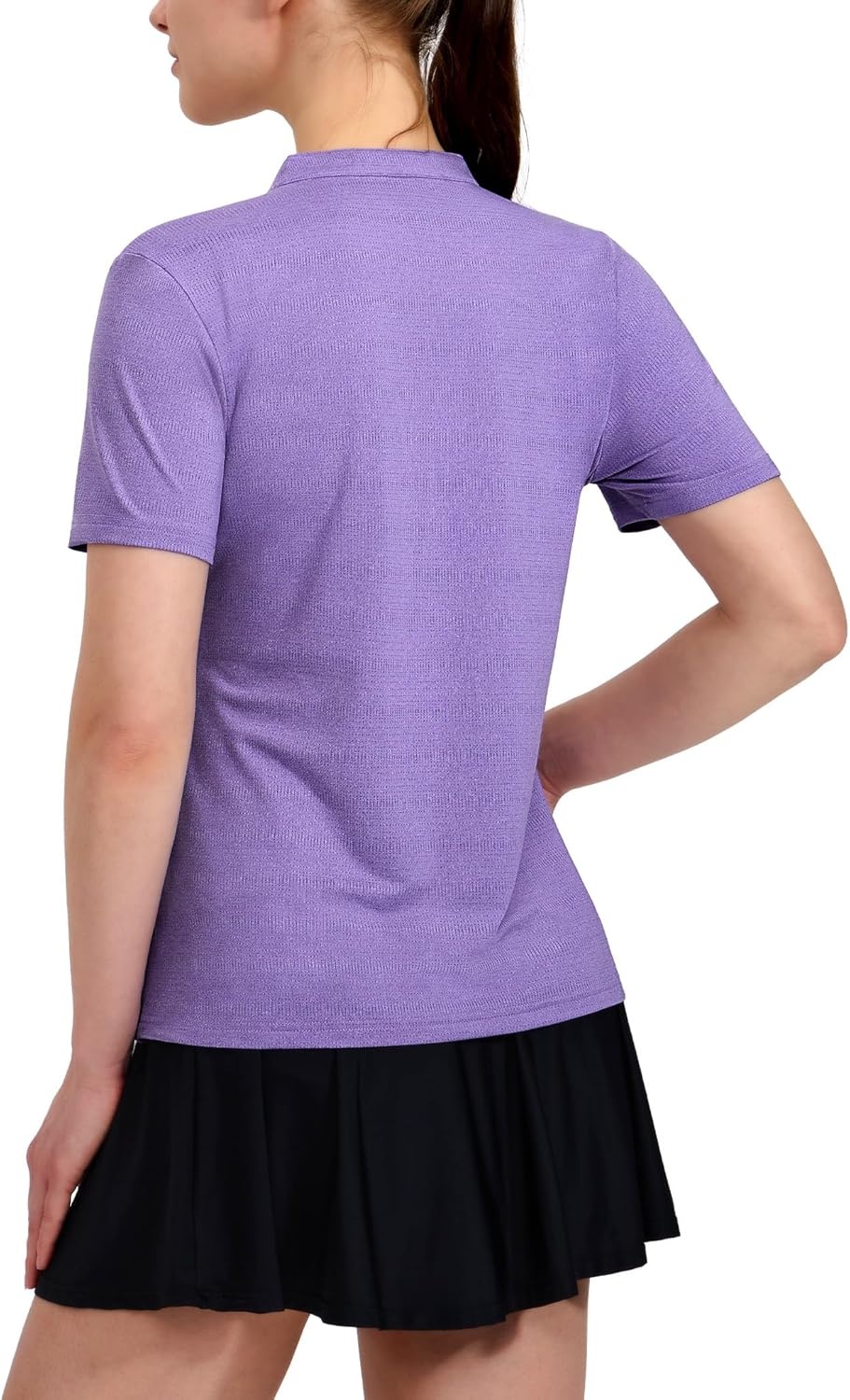 image:imageMIER Womens Golf Polo Shirts Collarless Short Sleeve Tennis Running TShirts VNeck Cooling Summer TeeHeather Purple