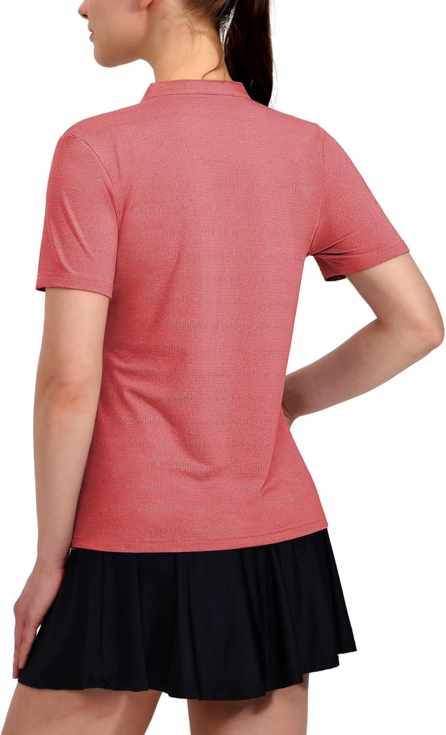 image:imageMIER Womens Golf Polo Shirts Collarless Short Sleeve Tennis Running TShirts VNeck Cooling Summer TeeHeather Red