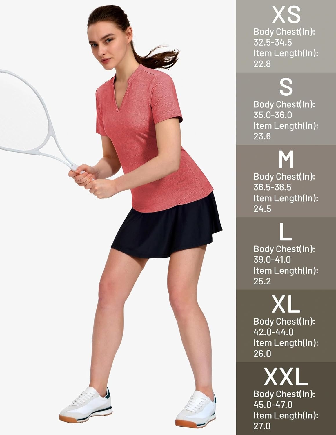 image:imageMIER Womens Golf Polo Shirts Collarless Short Sleeve Tennis Running TShirts VNeck Cooling Summer TeeHeather Red