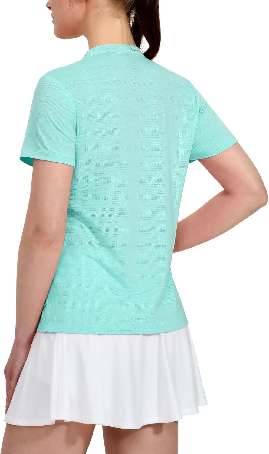 image:imageMIER Womens Golf Polo Shirts Collarless Short Sleeve Tennis Running TShirts VNeck Cooling Summer TeeLight Green