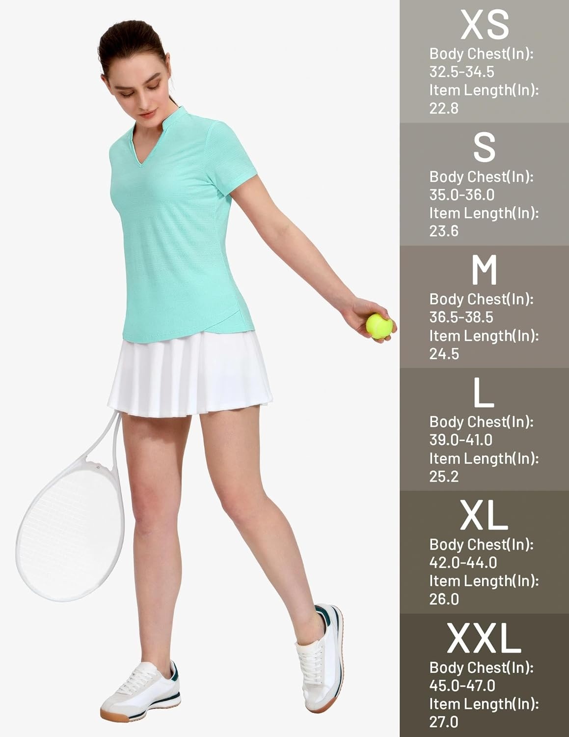 image:imageMIER Womens Golf Polo Shirts Collarless Short Sleeve Tennis Running TShirts VNeck Cooling Summer TeeLight Green