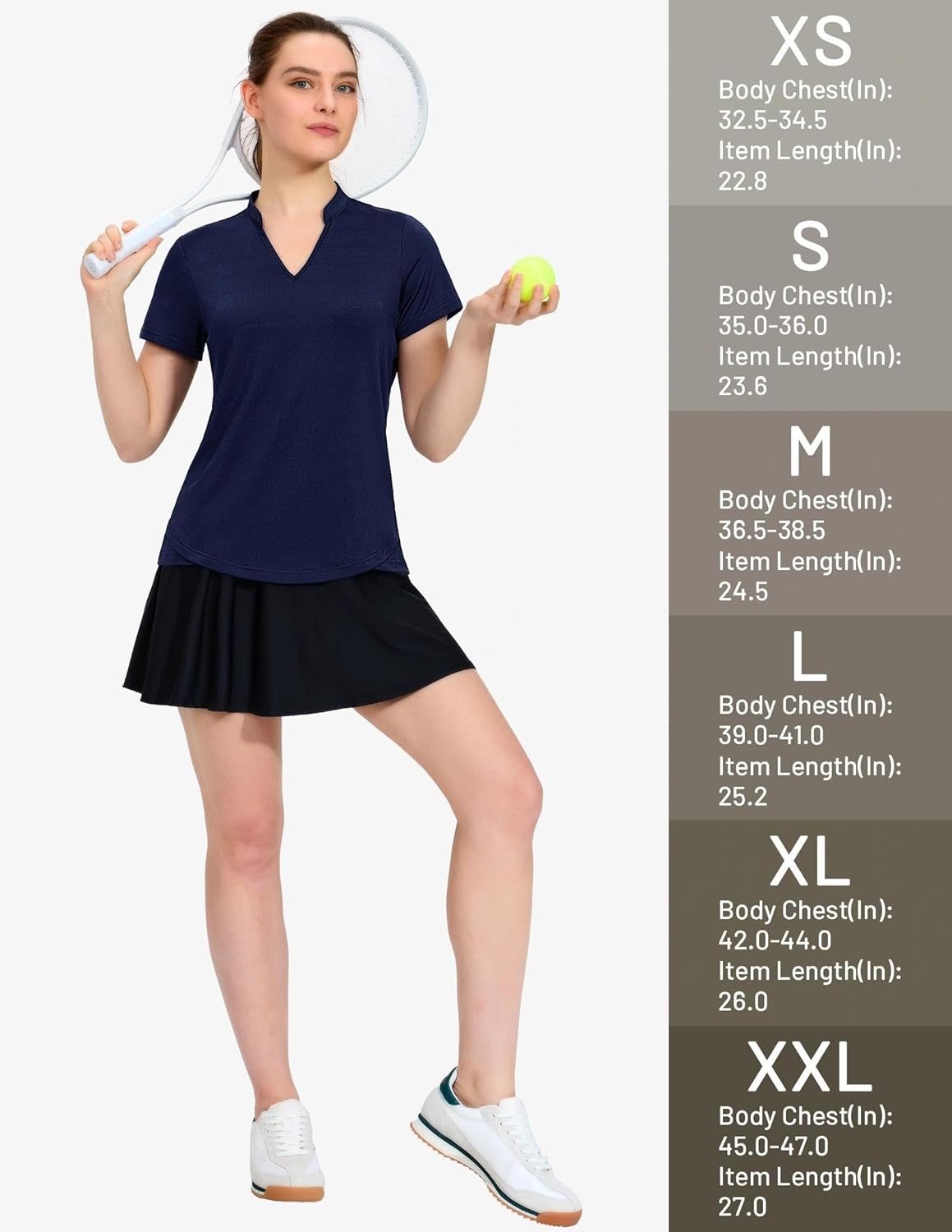image:imageMIER Womens Golf Polo Shirts Collarless Short Sleeve Tennis Running TShirts VNeck Cooling Summer TeeNavy Blue