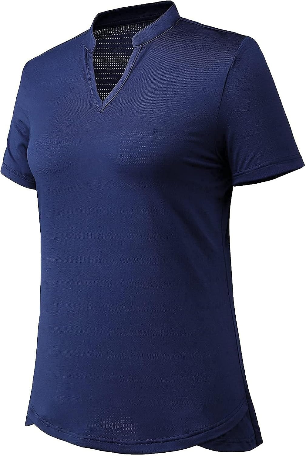 image:imageMIER Womens Golf Polo Shirts Collarless Short Sleeve Tennis Running TShirts VNeck Cooling Summer TeeNavy Blue