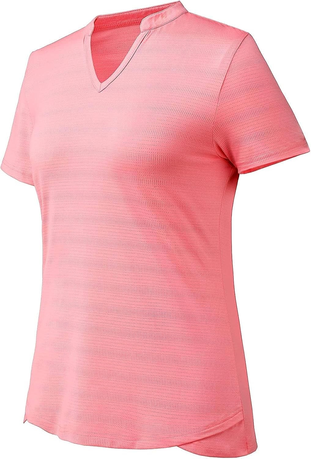 image:imageMIER Womens Golf Polo Shirts Collarless Short Sleeve Tennis Running TShirts VNeck Cooling Summer TeePeachy Pink