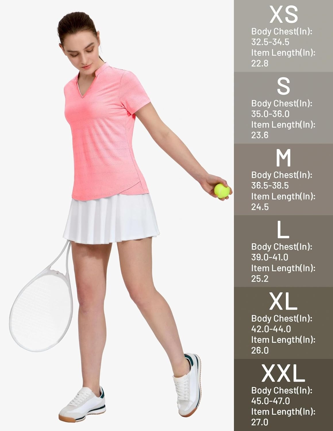 image:imageMIER Womens Golf Polo Shirts Collarless Short Sleeve Tennis Running TShirts VNeck Cooling Summer TeePeachy Pink