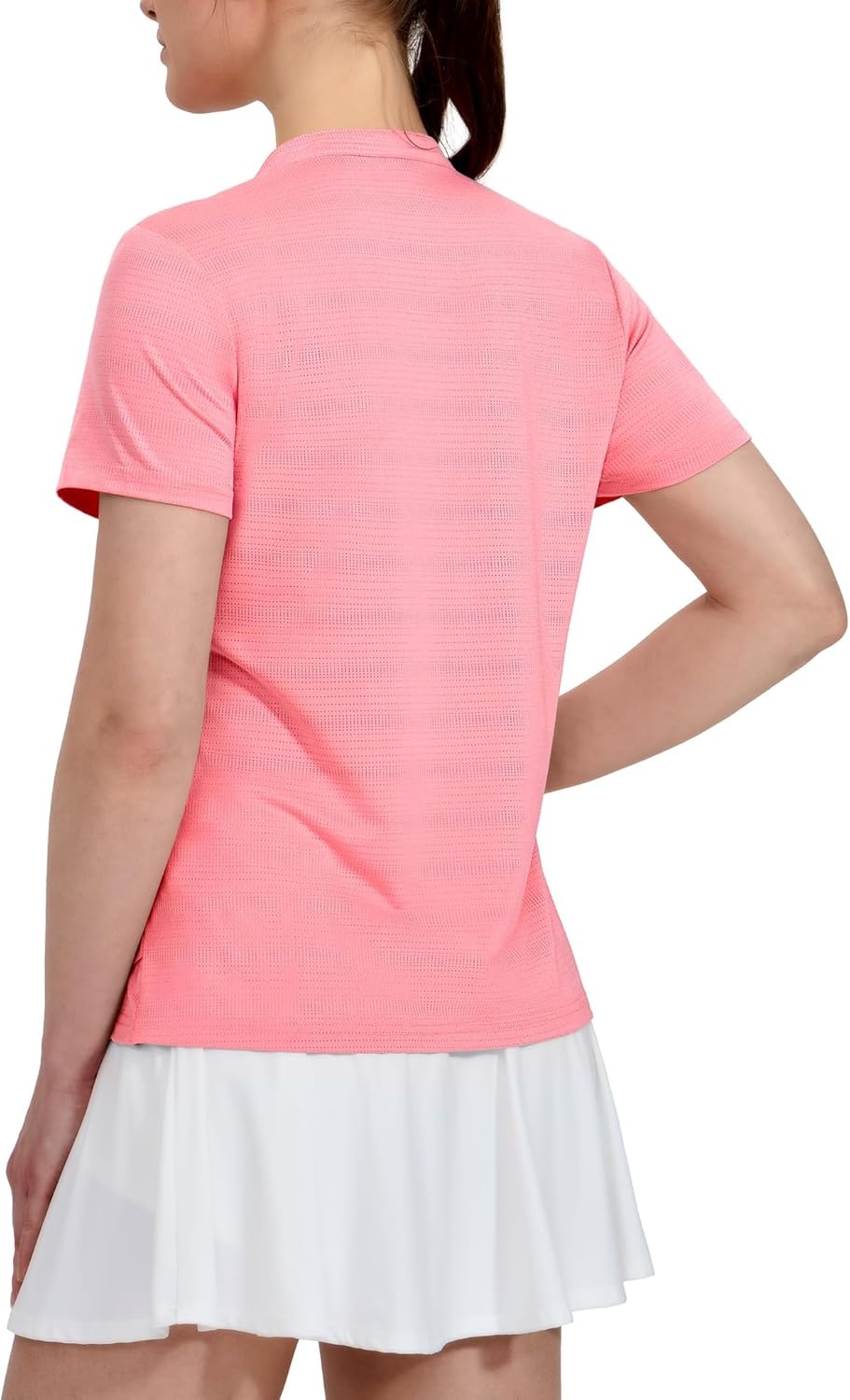 image:imageMIER Womens Golf Polo Shirts Collarless Short Sleeve Tennis Running TShirts VNeck Cooling Summer TeePeachy Pink
