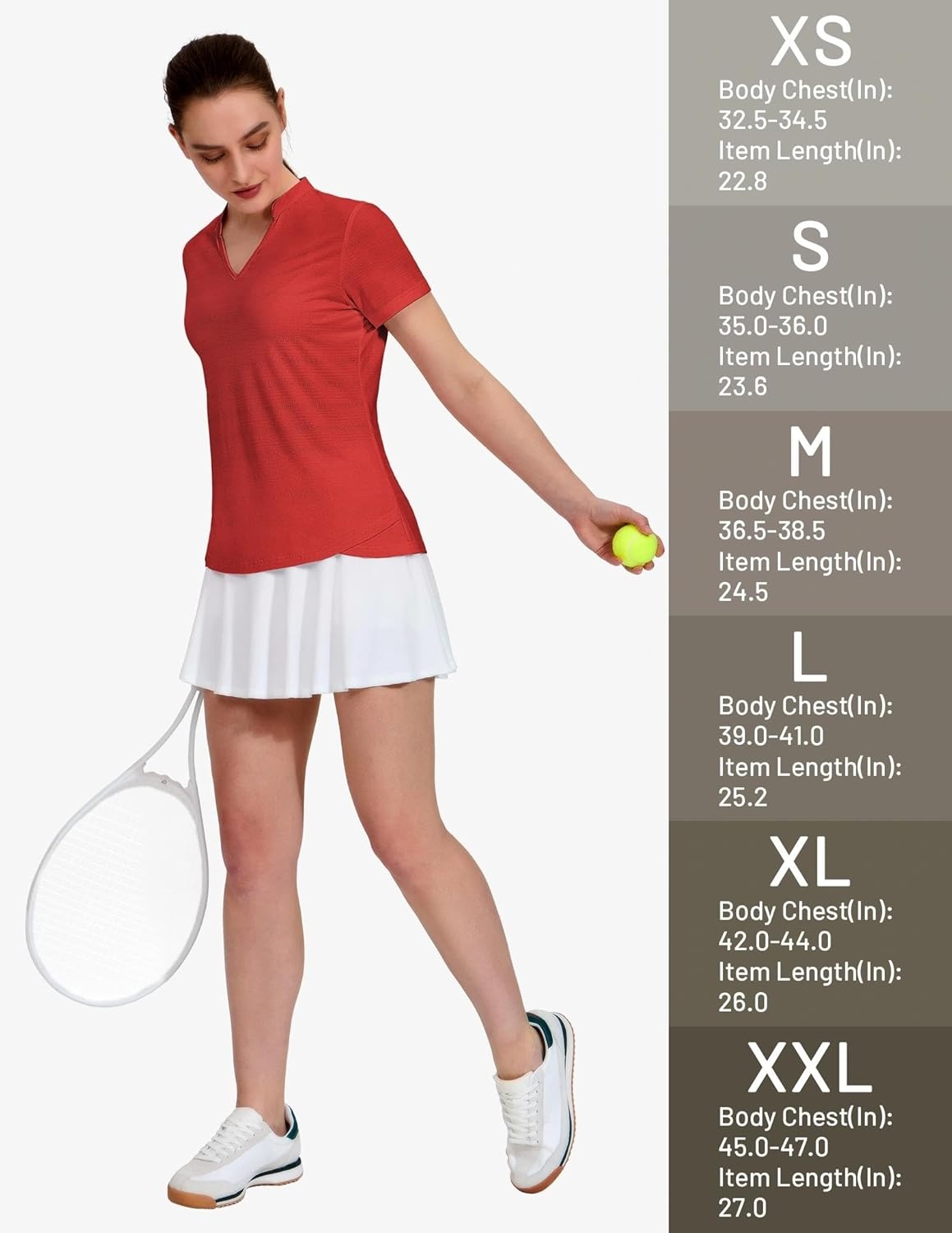 image:imageMIER Womens Golf Polo Shirts Collarless Short Sleeve Tennis Running TShirts VNeck Cooling Summer TeeRed