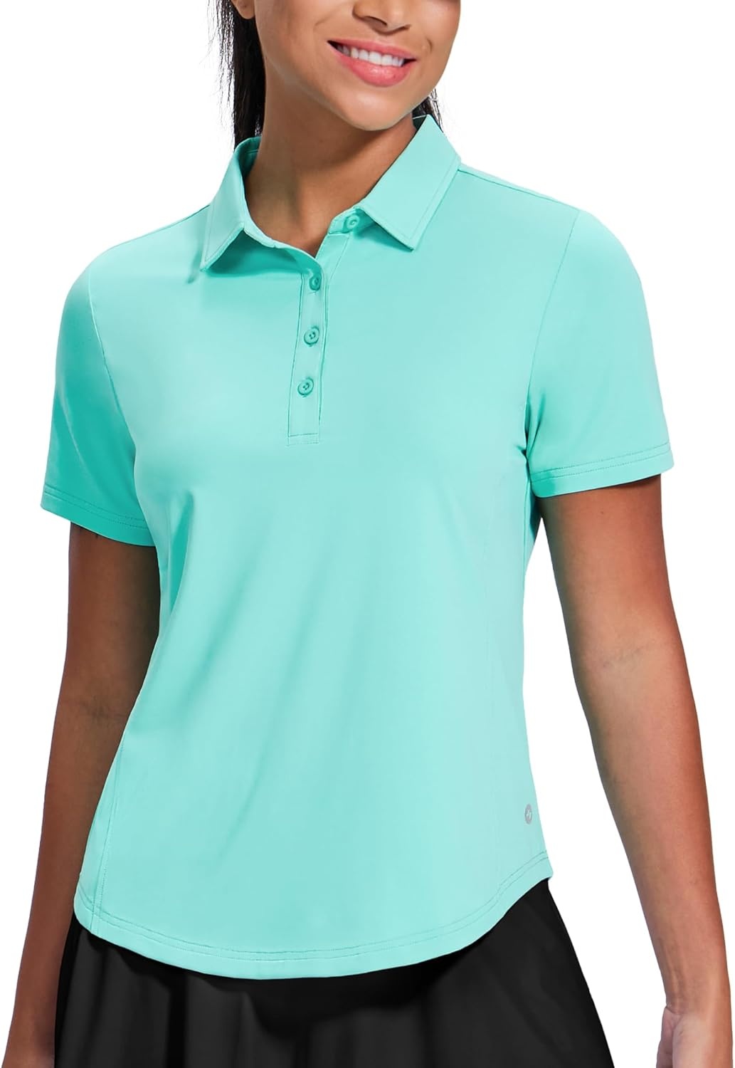 image:imageMIER Womens Golf Polo Shirts Short Sleeve Quick Dry Sun Protection Active UV Shirts Collared Tennis Tops 4 ButtonsAqua