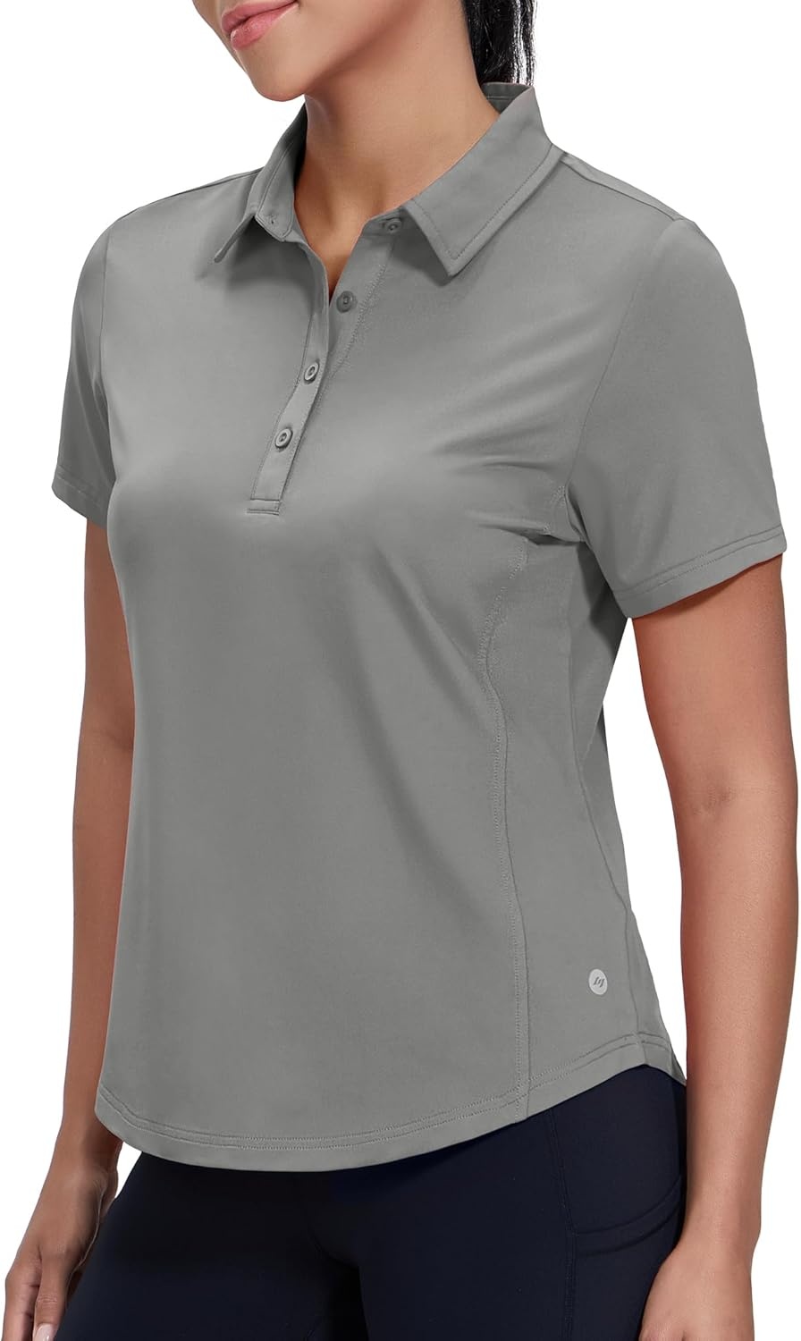 image:imageMIER Womens Golf Polo Shirts Short Sleeve Quick Dry Sun Protection Active UV Shirts Collared Tennis Tops 4 ButtonsGrey