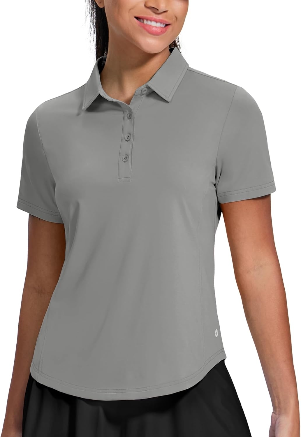 image:imageMIER Womens Golf Polo Shirts Short Sleeve Quick Dry Sun Protection Active UV Shirts Collared Tennis Tops 4 ButtonsGrey