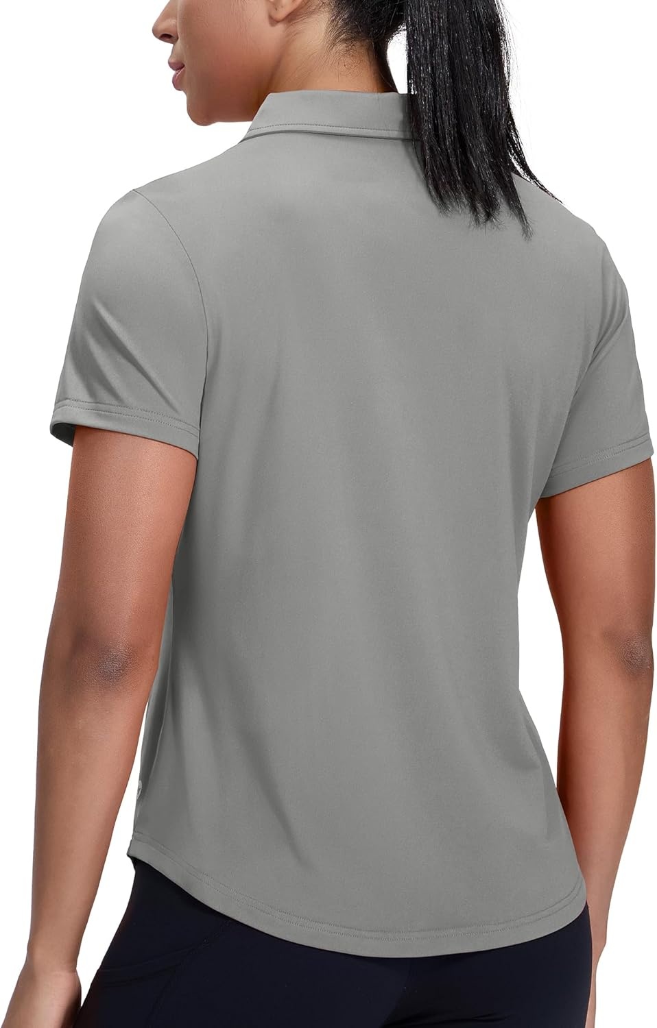 image:imageMIER Womens Golf Polo Shirts Short Sleeve Quick Dry Sun Protection Active UV Shirts Collared Tennis Tops 4 ButtonsGrey