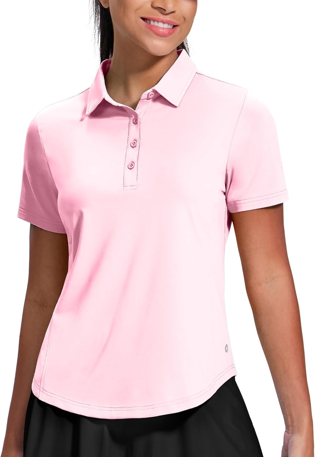 image:imageMIER Womens Golf Polo Shirts Short Sleeve Quick Dry Sun Protection Active UV Shirts Collared Tennis Tops 4 ButtonsLight Pink