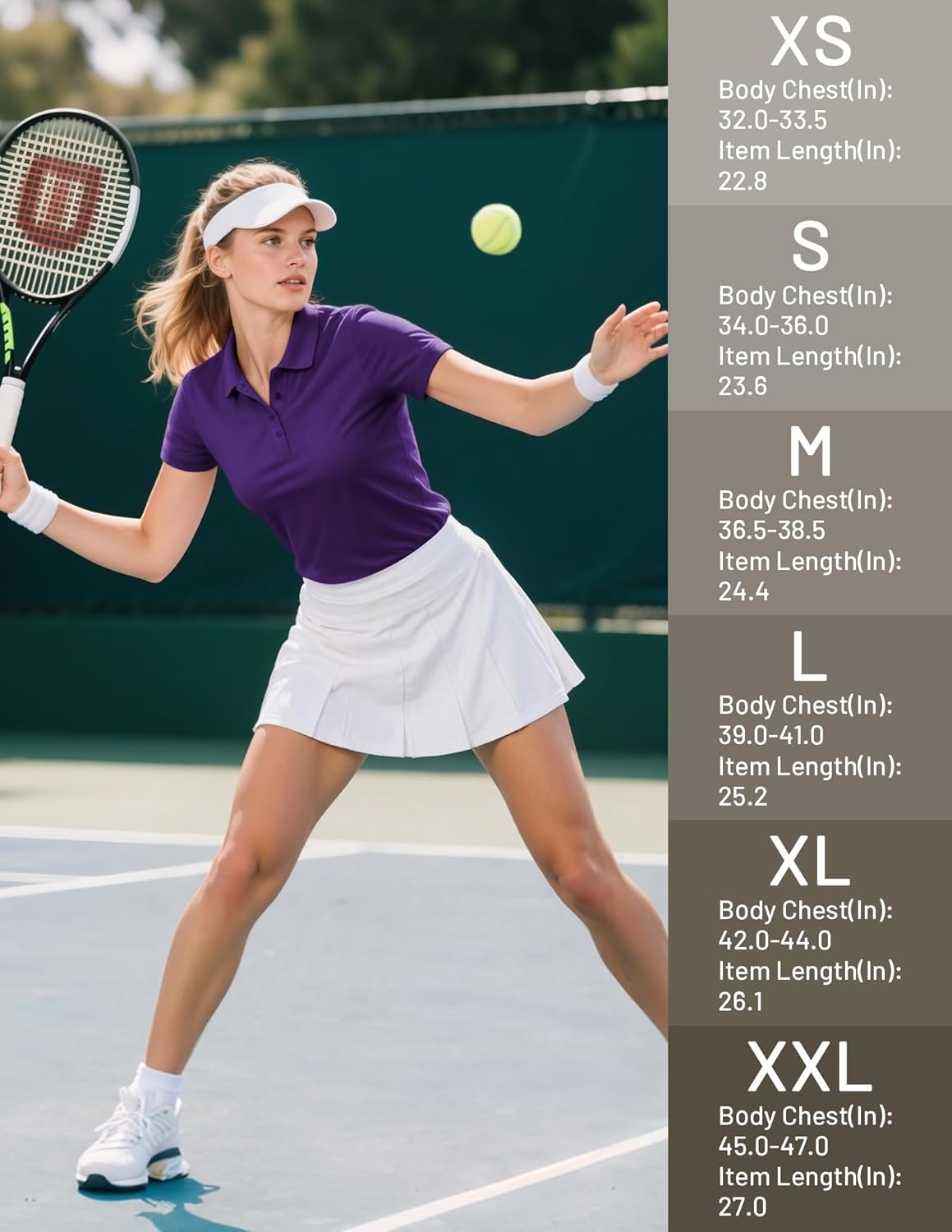image:imageMIER Womens Golf Polo Shirts Short Sleeve Quick Dry Sun Protection Active UV Shirts Collared Tennis Tops 4 ButtonsPurple