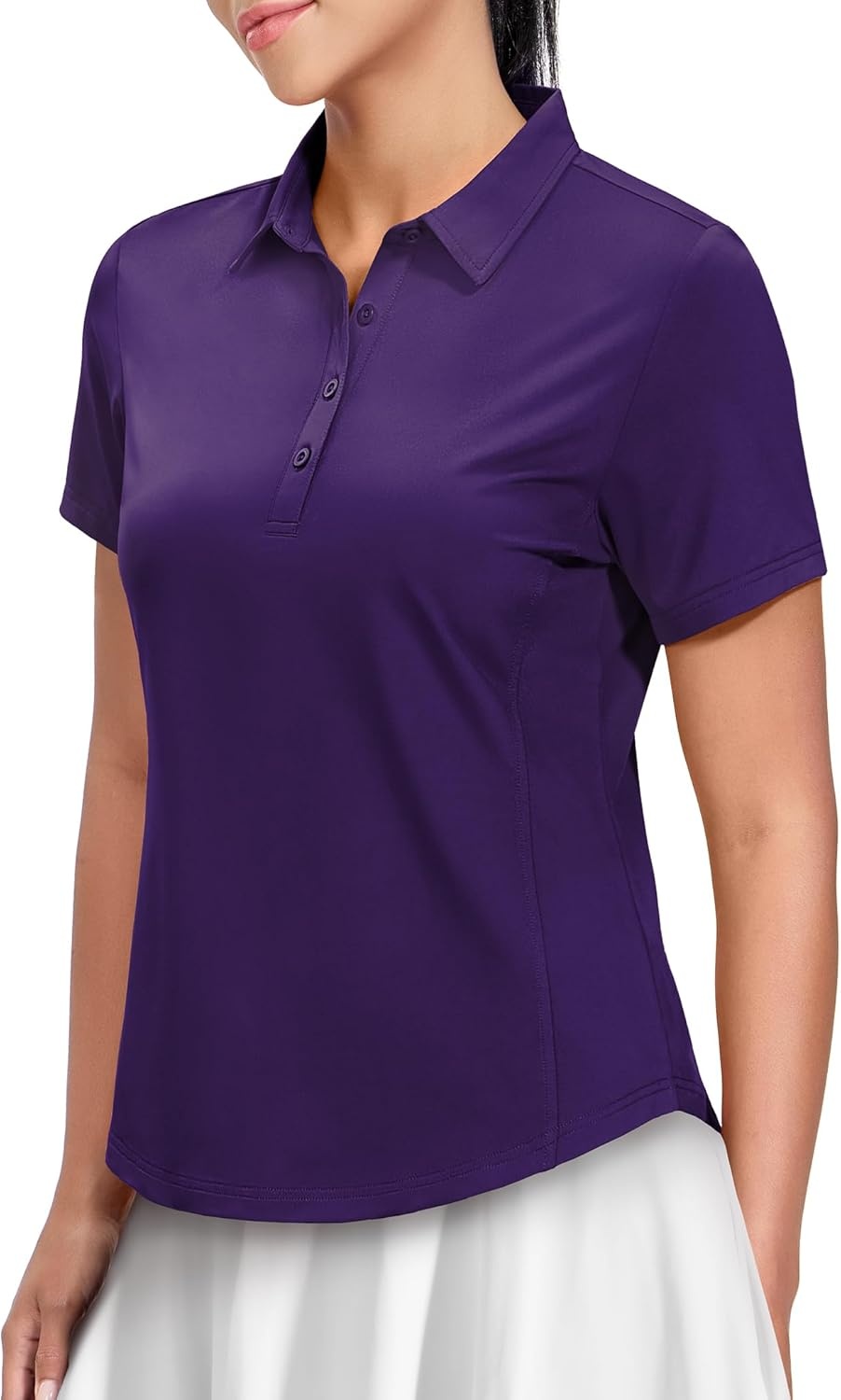 image:imageMIER Womens Golf Polo Shirts Short Sleeve Quick Dry Sun Protection Active UV Shirts Collared Tennis Tops 4 ButtonsPurple