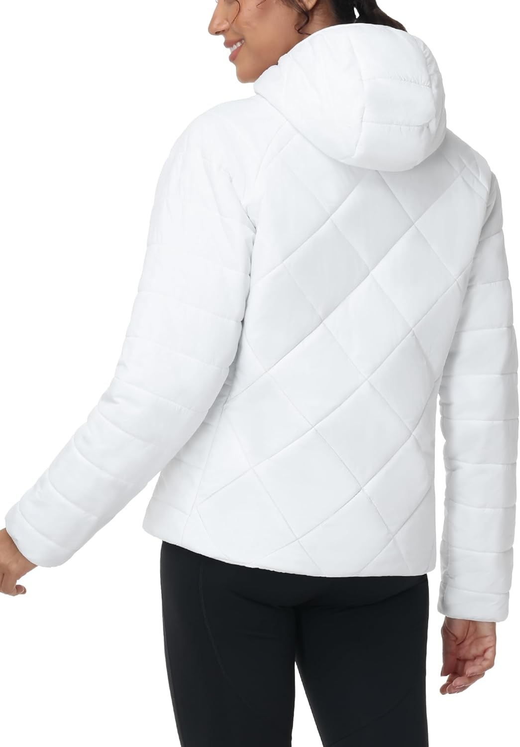image:imageMIER Womens Puffer Jackets Lightweight Packable Quilted Winter Coat with HoodWater Resistant Warm Puffy Jacket for TravelWhite