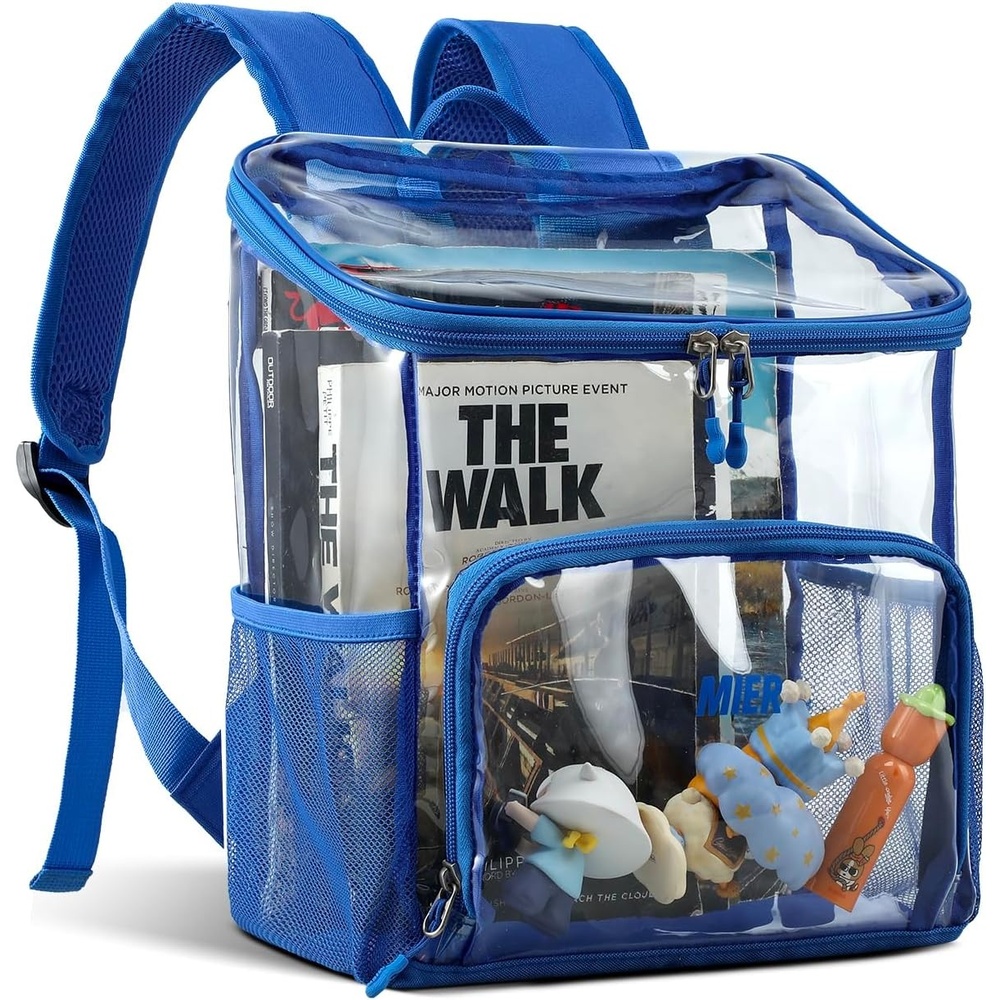 image:imageMIER Clear Backpack for Stadium Events 12 Inch Small Transparent Bookbag Heavy Duty See Through Backpacks for School Clear Bag for Boys Girls Adult BlackBlue