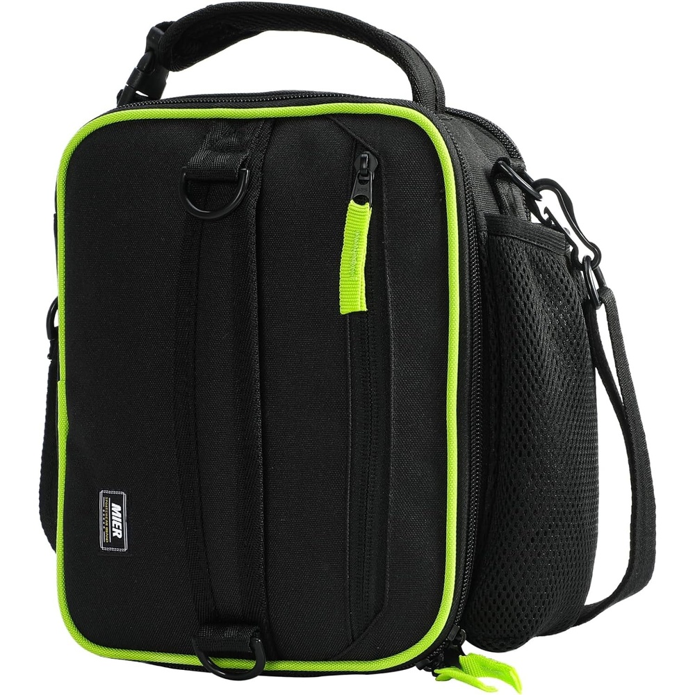 image:imageMIER Expandable Lunch Bag Insulated Lunch Box for Men to Work Travel Portable Lunchbox Bags with Shoulder Strap and Water Bottle Holder BlackBlackGreen