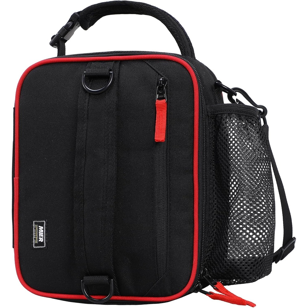 image:imageMIER Expandable Lunch Bag Insulated Lunch Box for Men to Work Travel Portable Lunchbox Bags with Shoulder Strap and Water Bottle Holder BlackBlackRed
