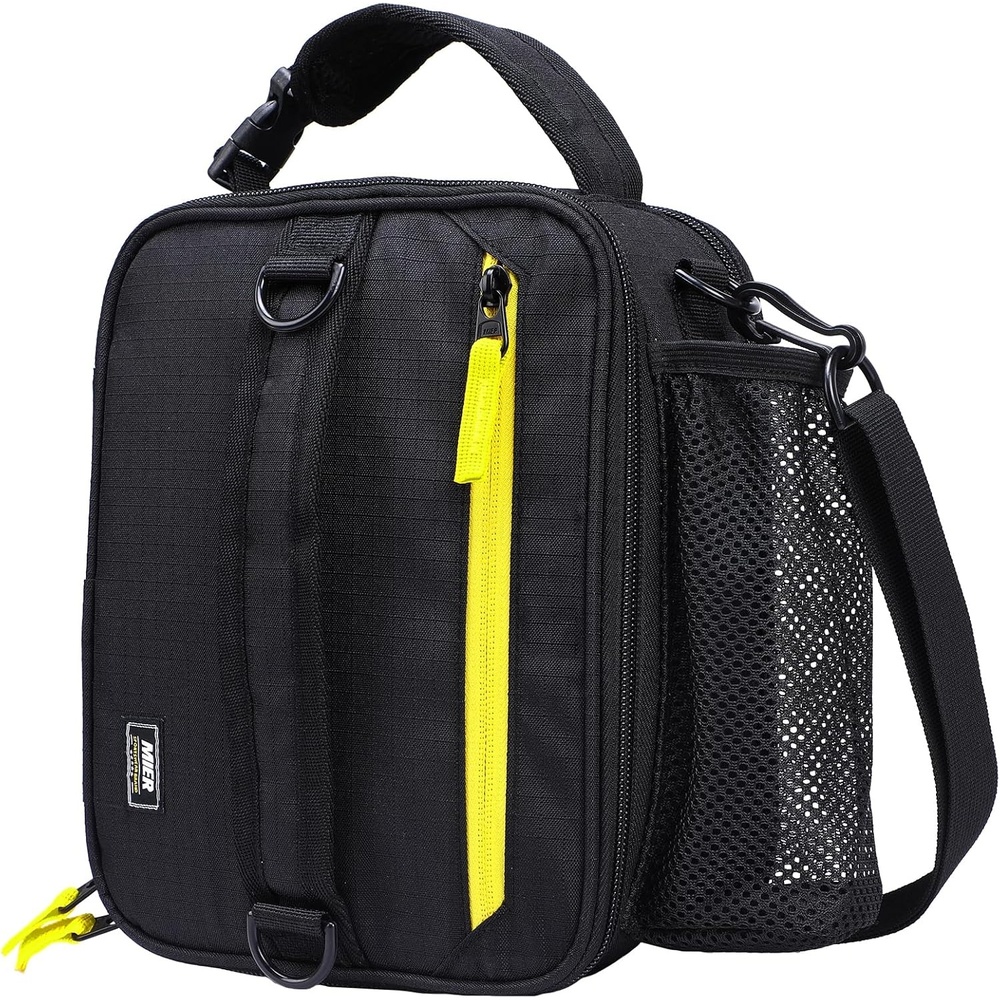 image:imageMIER Expandable Lunch Bag Insulated Lunch Box for Men to Work Travel Portable Lunchbox Bags with Shoulder Strap and Water Bottle Holder BlackBlackYellow