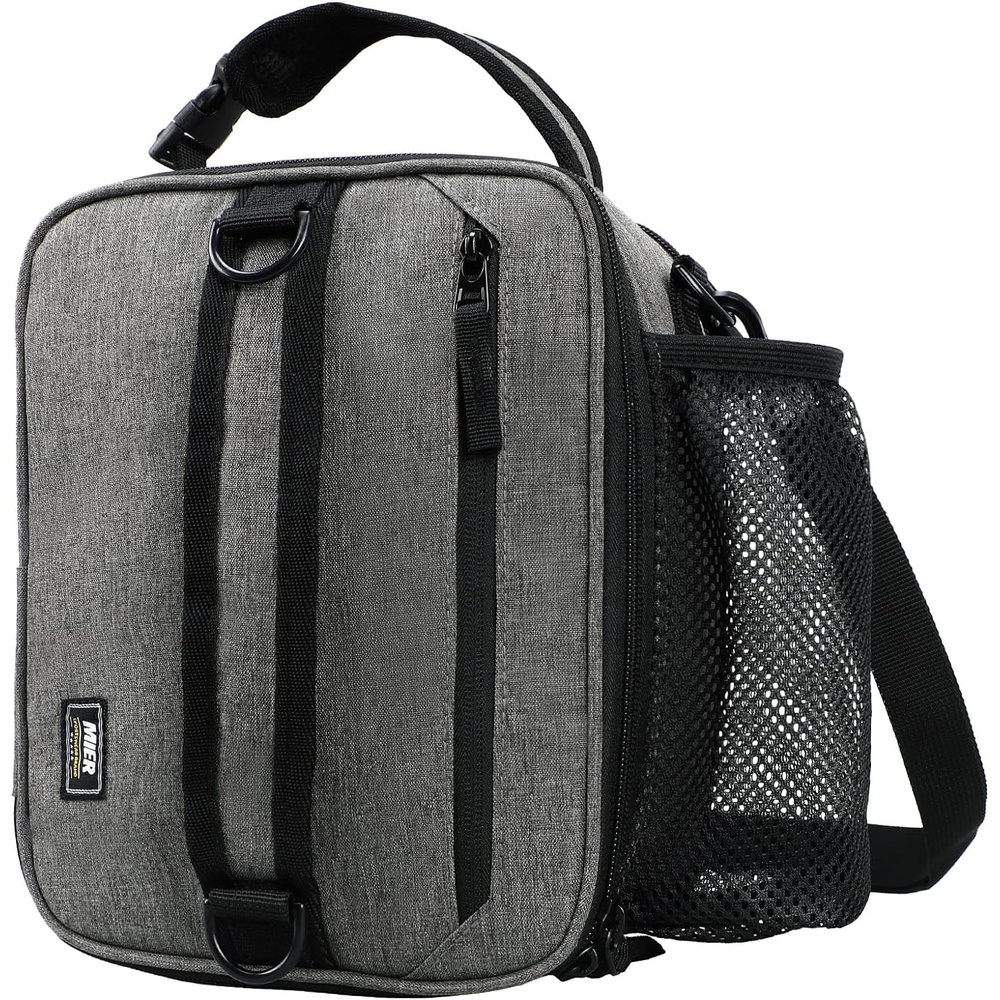 image:imageMIER Expandable Lunch Bag Insulated Lunch Box for Men to Work Travel Portable Lunchbox Bags with Shoulder Strap and Water Bottle Holder BlackGray