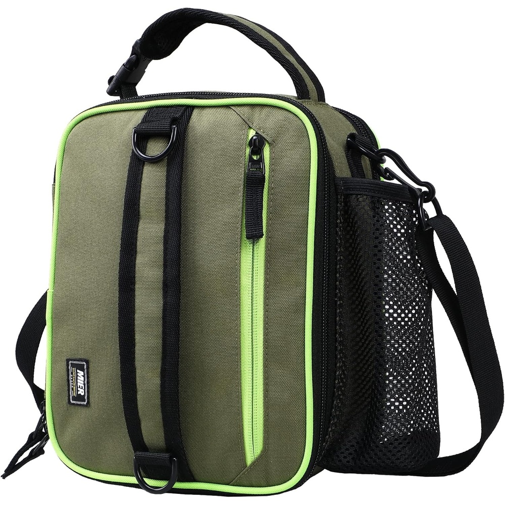 image:imageMIER Expandable Lunch Bag Insulated Lunch Box for Men to Work Travel Portable Lunchbox Bags with Shoulder Strap and Water Bottle Holder BlackGreen