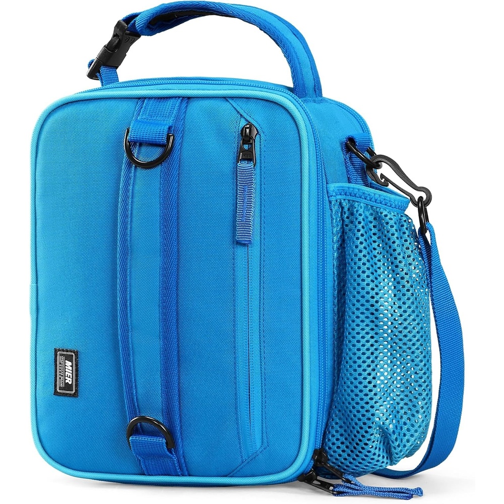image:imageMIER Expandable Lunch Bag Insulated Lunch Box for Men to Work Travel Portable Lunchbox Bags with Shoulder Strap and Water Bottle Holder BlackLight Blue