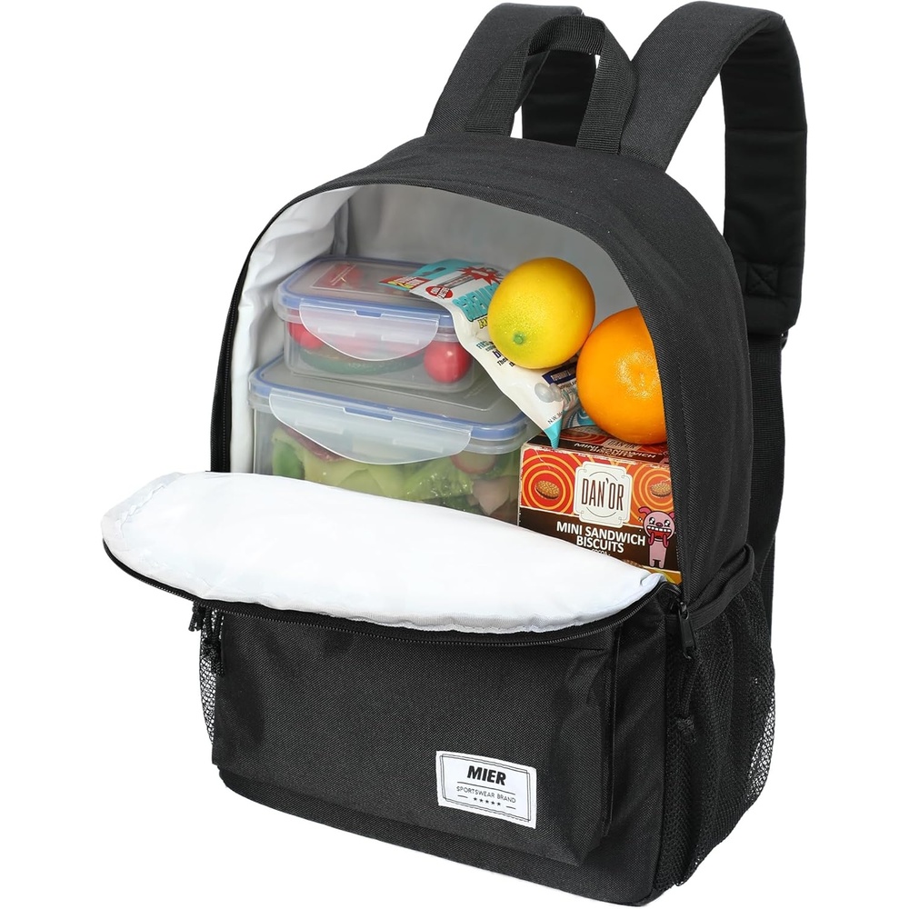 image:imageMIER Insulated Backpack Cooler Small Leakproof Lightweight Cute for Women Men to Work Picnics Camping Park Day Trips 15 LBlack