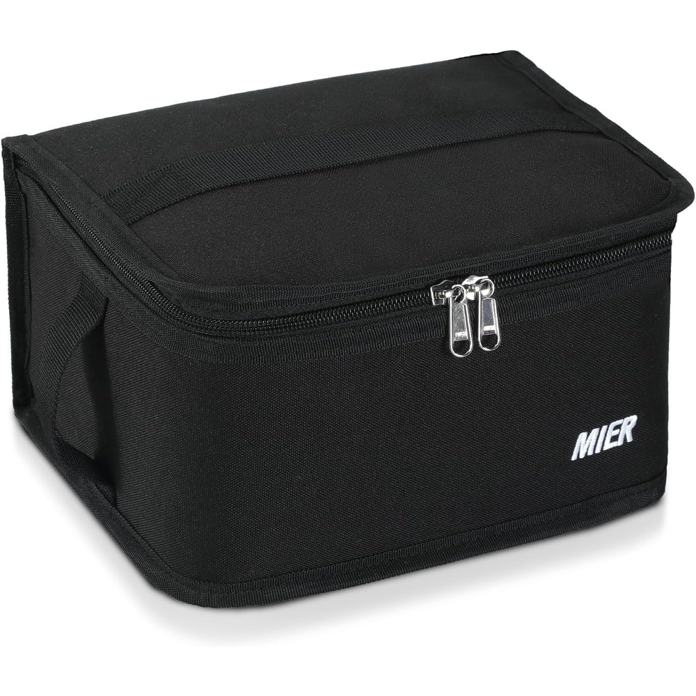 image:imageMIER Insulated Lunch Box for Men Women Kids Portable Small Lunch Bag 9 CAN Compact Thermal Mini Cooler for School Work Picnic BlueBlack