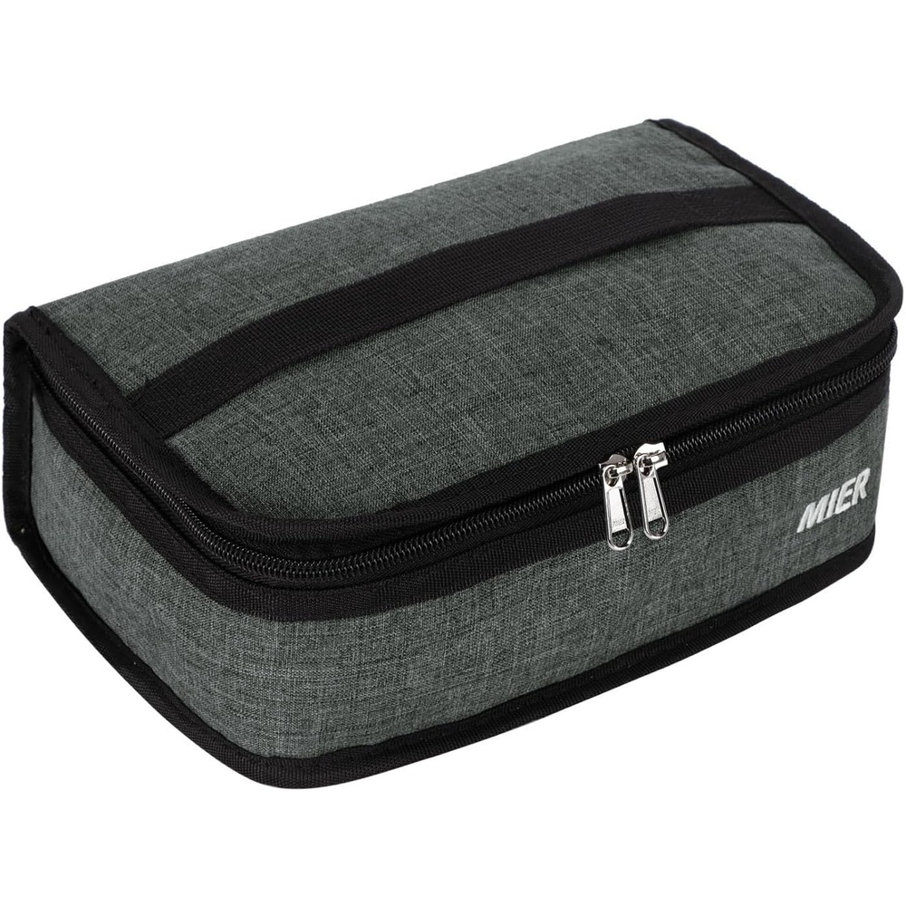 image:imageMIER Insulated Lunch Box for Men Women Kids Portable Small Lunch Bag 9 CAN Compact Thermal Mini Cooler for School Work Picnic BlueGray