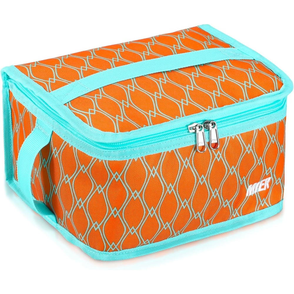 image:imageMIER Insulated Lunch Box for Men Women Kids Portable Small Lunch Bag 9 CAN Compact Thermal Mini Cooler for School Work Picnic BlueOrange