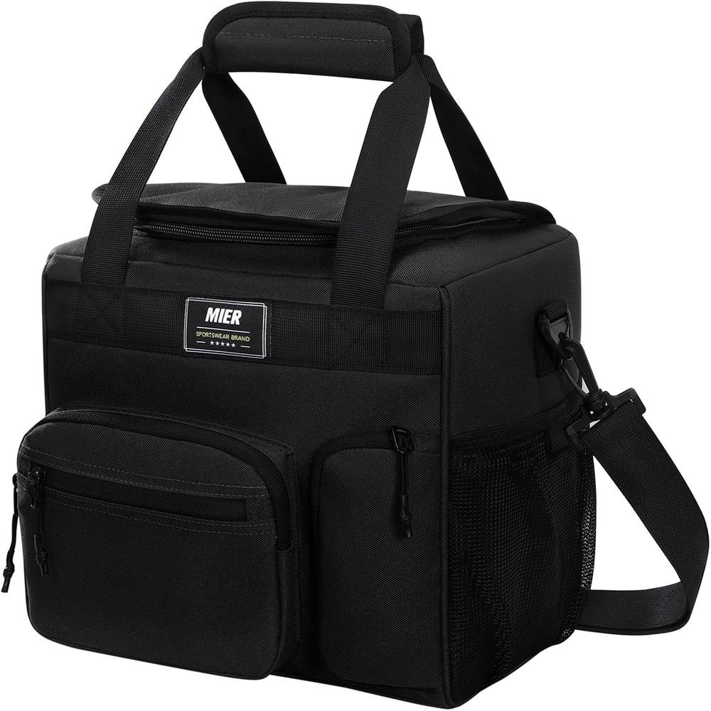 image:imageMIER Large Lunch Box for Men Women Adult Insulated Soft Sided Cooler 30 Can Leakproof Lunch Bag Collapsible for Work Travel Camping Beach 18L BlackNo Luggage StrapPure Black