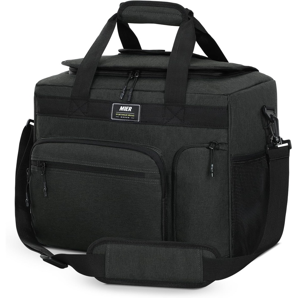 image:imageMIER Large Lunch Box for Men Women Adult Insulated Soft Sided Cooler 30 Can Leakproof Lunch Bag Collapsible for Work Travel Camping Beach 18L BlackNo Luggage StrapDeep Grey