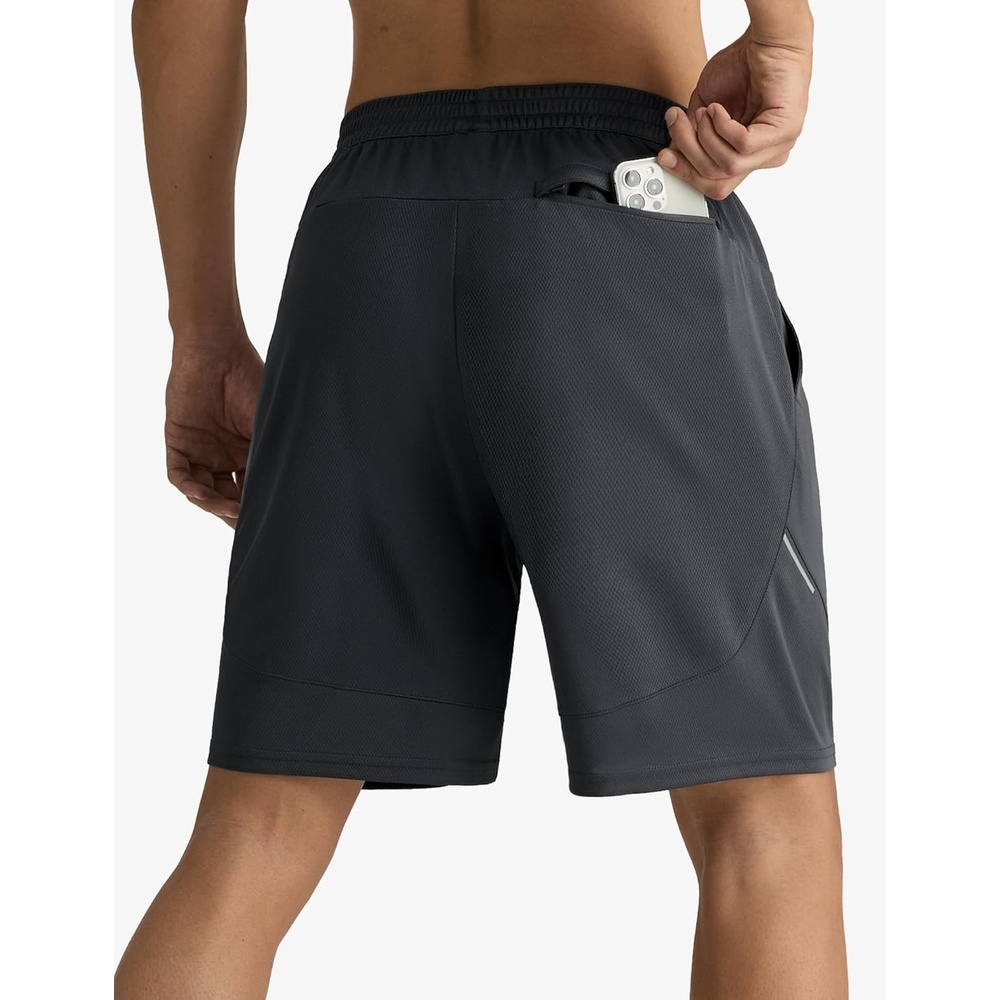 image:imageMIER Mens Athletic Shorts 9 Mesh Basketball Gym Quick Dry Shorts with Pockets for Active Running Workout LightweightDark Grey