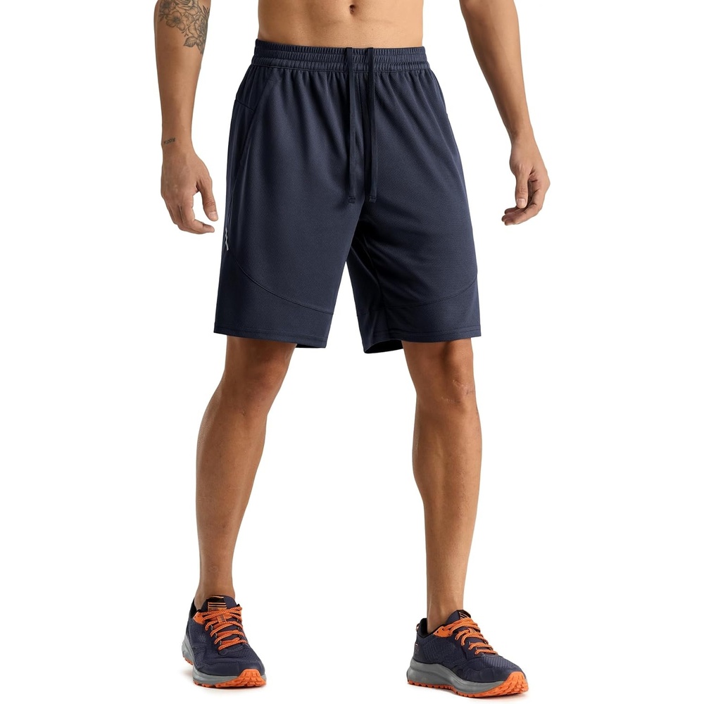 image:imageMIER Mens Athletic Shorts 9 Mesh Basketball Gym Quick Dry Shorts with Pockets for Active Running Workout LightweightNavy