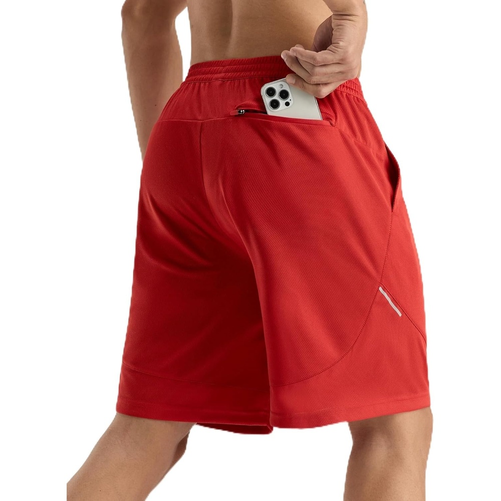 image:imageMIER Mens Athletic Shorts 9 Mesh Basketball Gym Quick Dry Shorts with Pockets for Active Running Workout LightweightRed