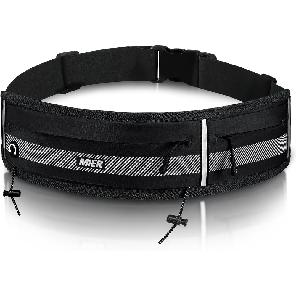 image:imageMIER Running Belt for Men Women Slim Fanny Pack Phone Holder Jogging Pouch with Marathon Bib Clip Runner Waist Pack for Walking Cycling for Keys Cards amp Essentials PinkBlack
