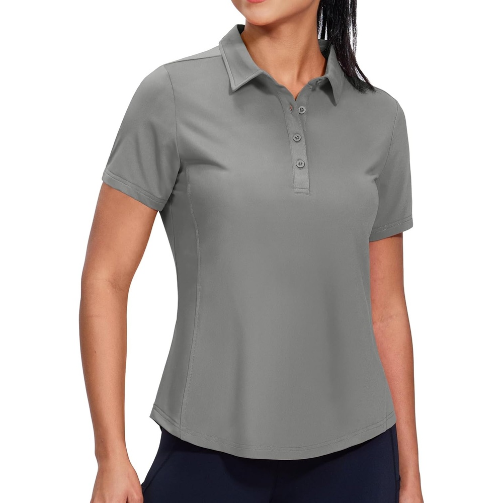 image:imageMIER Womens Golf Polo Shirts Short Sleeve Quick Dry Sun Protection Active UV Shirts Collared Tennis Tops 4 ButtonsGrey