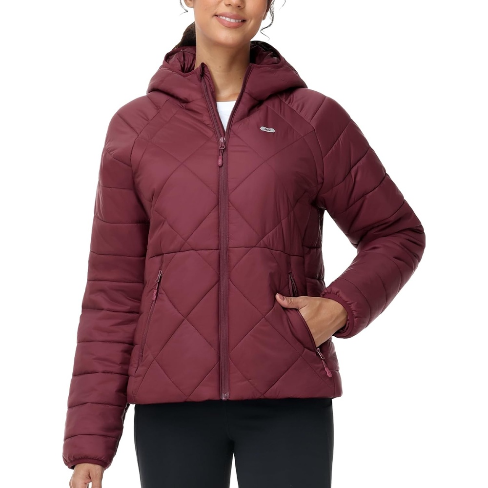 image:imageMIER Womens Puffer Jackets Lightweight Packable Quilted Winter Coat with HoodWater Resistant Warm Puffy Jacket for TravelWine
